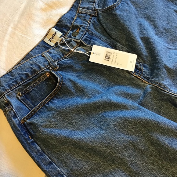 Rhythm Essential Relaxed Fit Blue Jeans 36’ waist size 18-20 (XL) NWT MSRP $68 - Picture 6 of 7